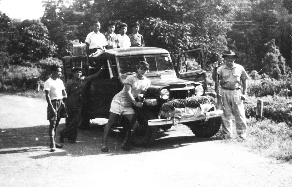 Bill, Harold and Lahu boys on hunting trip, 1951