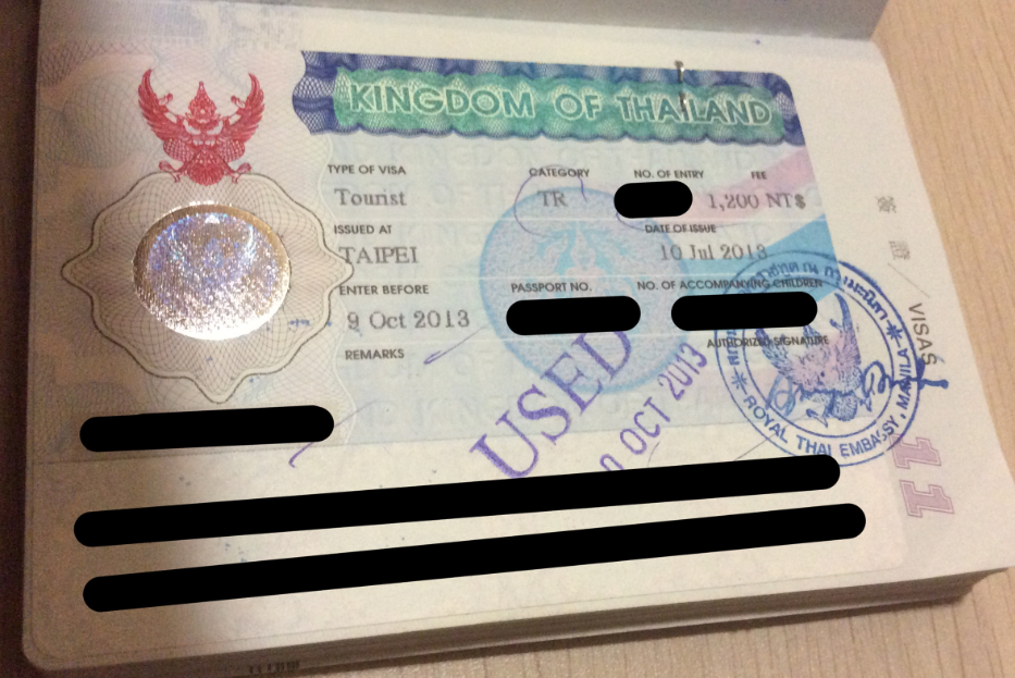 Thailand_visa_on_The_Republic_of_China_passport