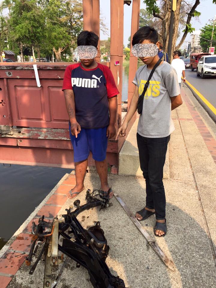 kids steal bike ditch in moat